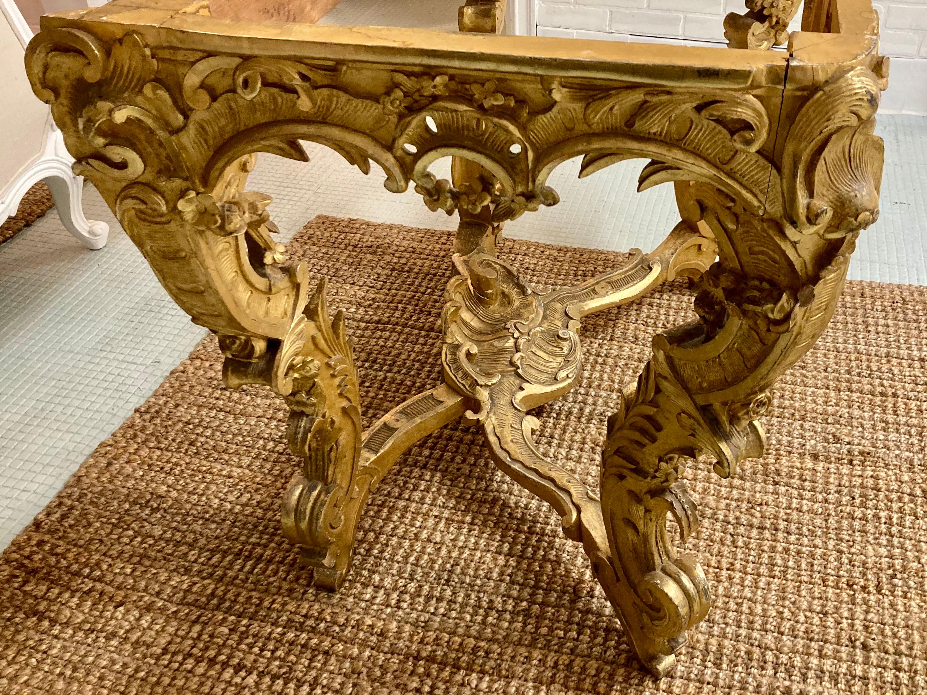 French 18th Century Regency Gilt Carved Console With No Top - Base Only For Sale 3