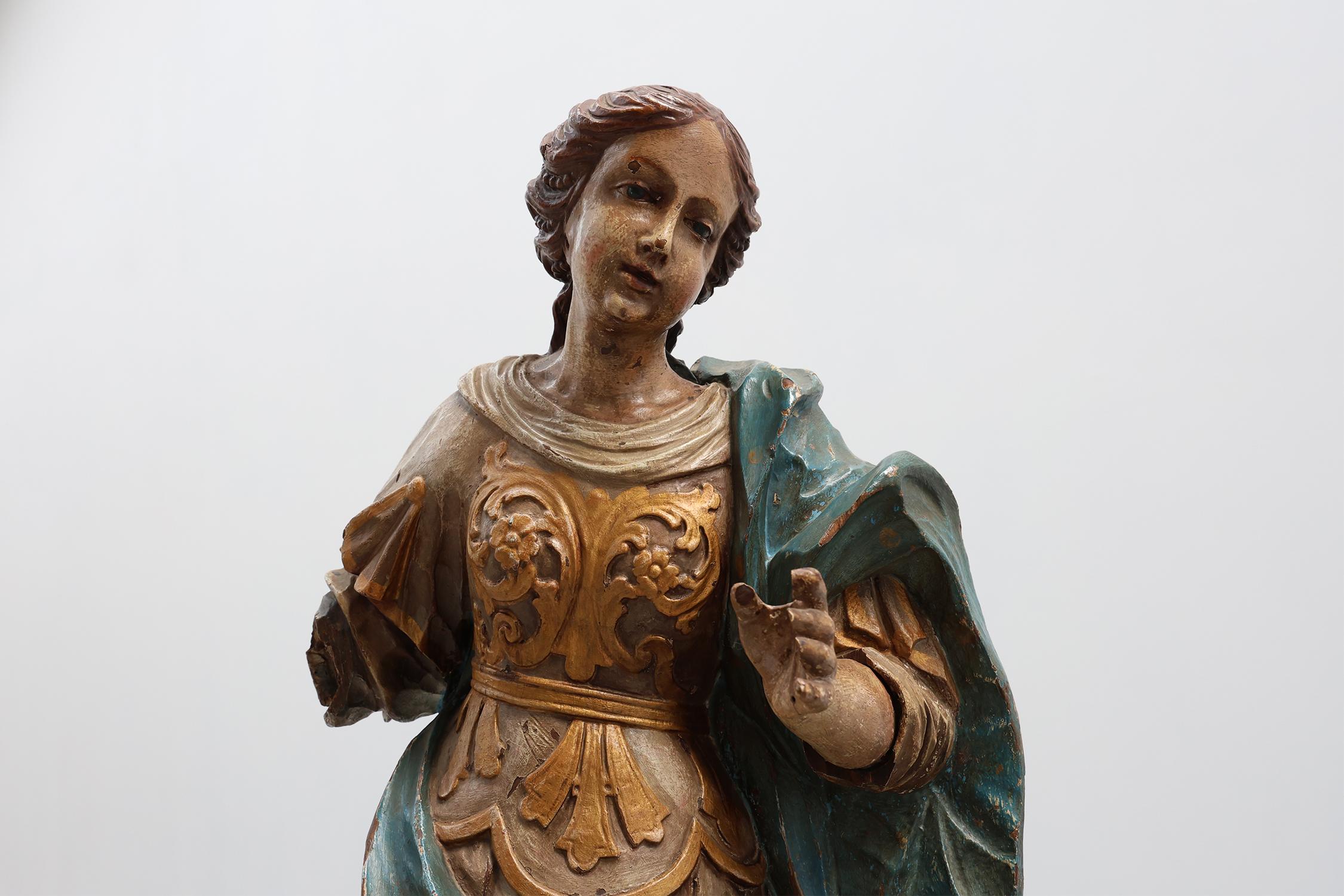 French 18th Century Religious Statue of the Virgin Mary on a cloud Francés en venta