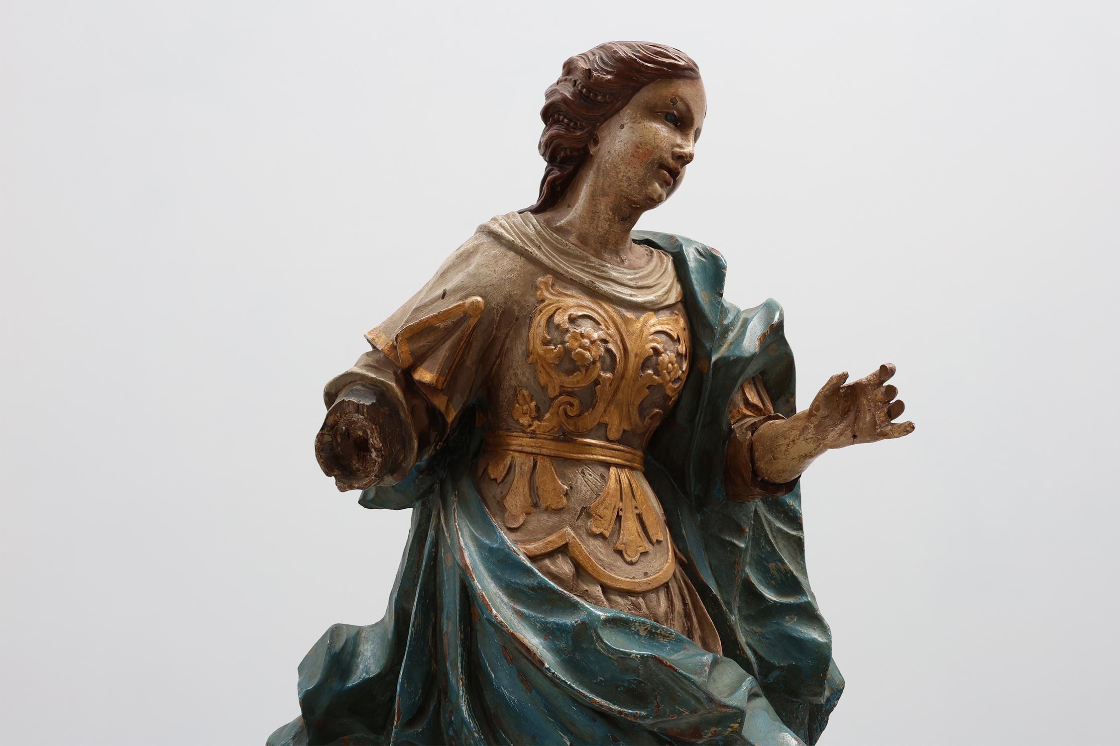 French 18th Century Religious Statue of the Virgin Mary on a cloud en Bueno estado para la venta en Meulebeke, BE