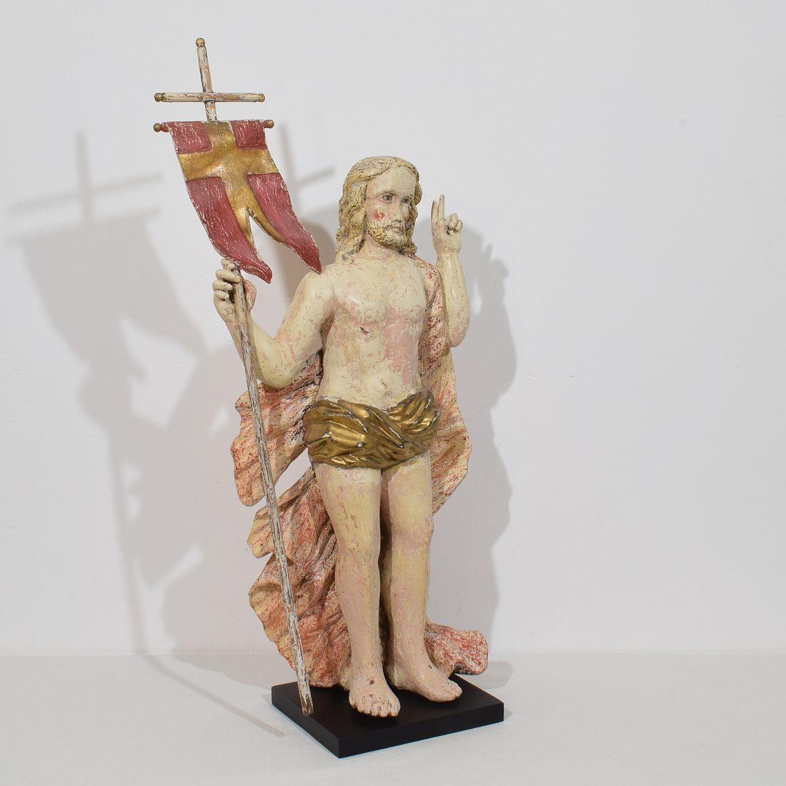 Barocco Statua di Cristo risorto/risurrezione francese del XVIII secolo con bandiera in vendita