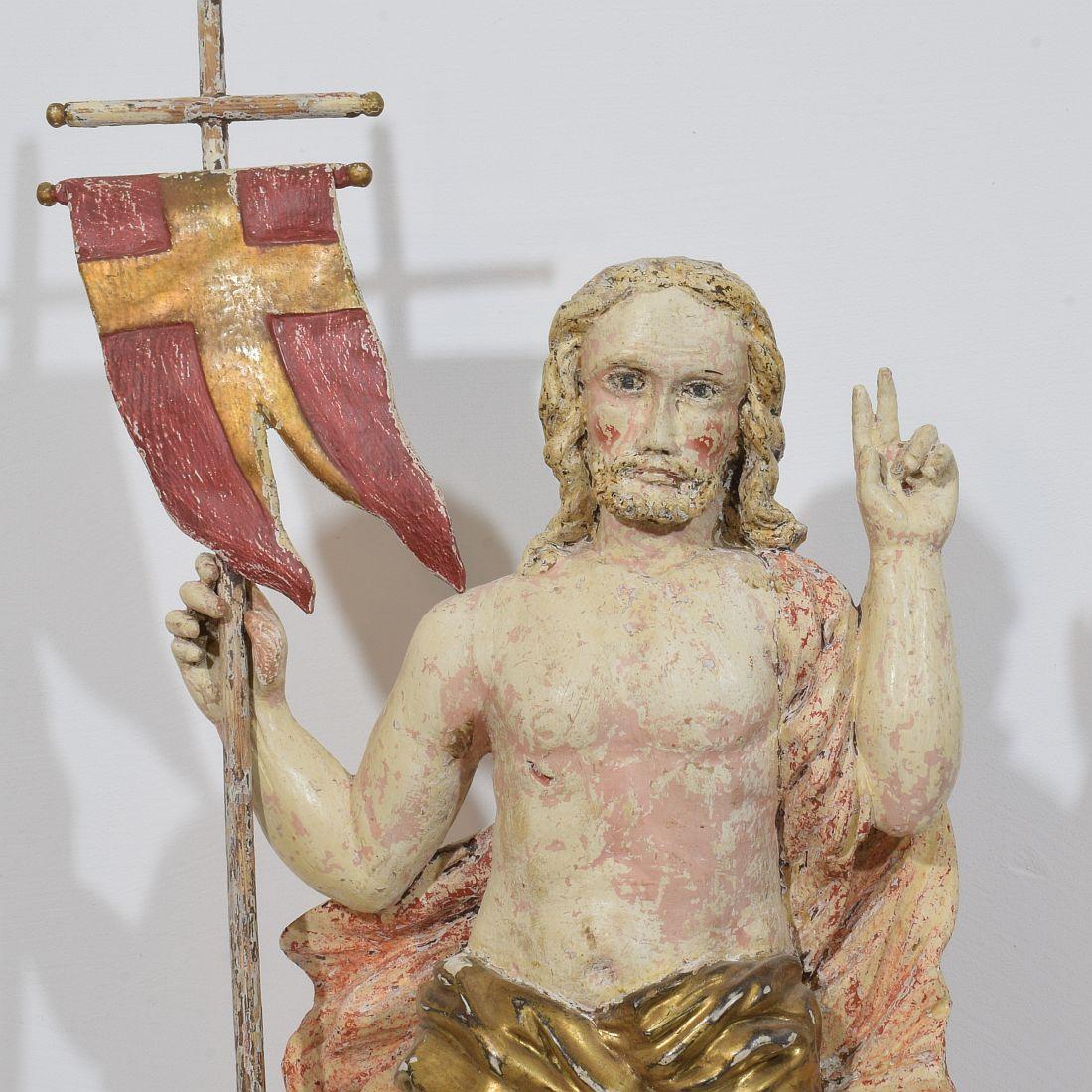 Fino al XVIII secolo Statua di Cristo risorto/risurrezione francese del XVIII secolo con bandiera in vendita