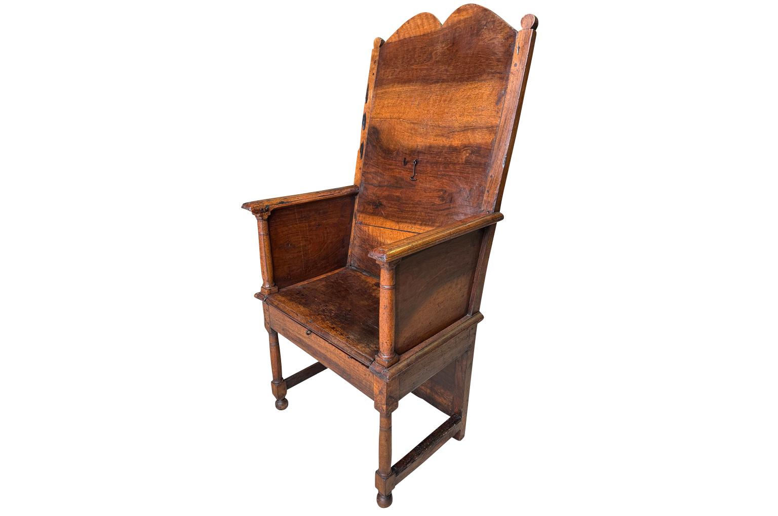 Walnut French 18th Century Sacristy Armchair For Sale