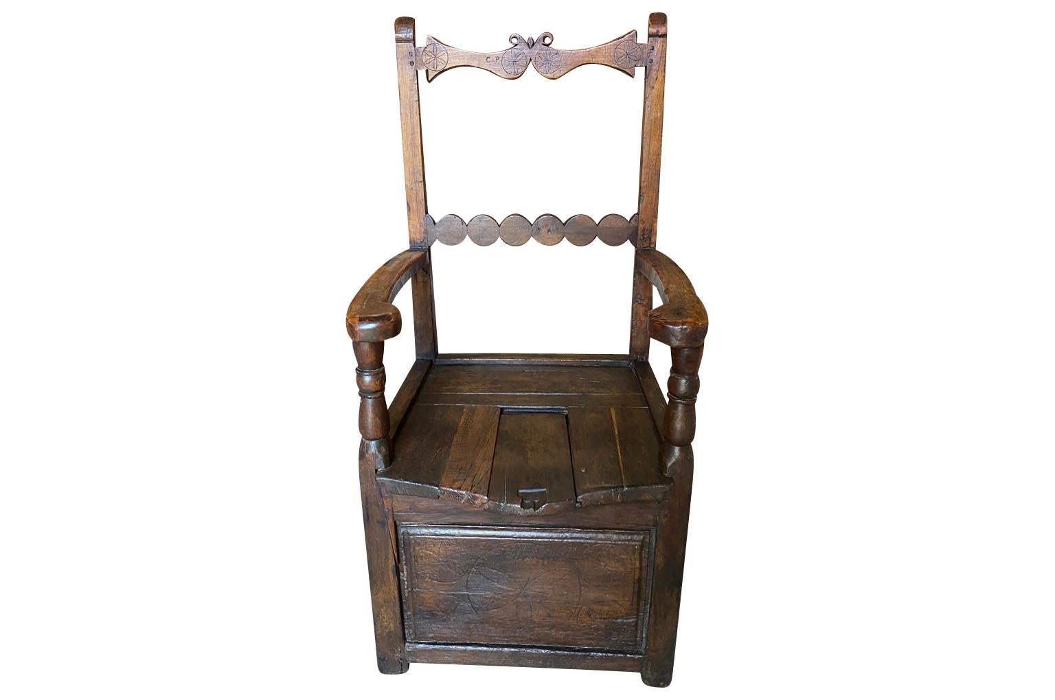 Oak French 18th Century Salt Box Chair For Sale