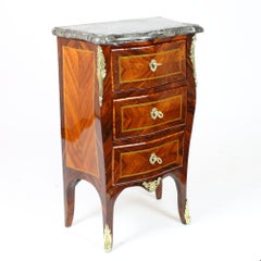 French 18th Century Small Louis XV Marquetry Commode, Stamped "Ellaume/Jme"