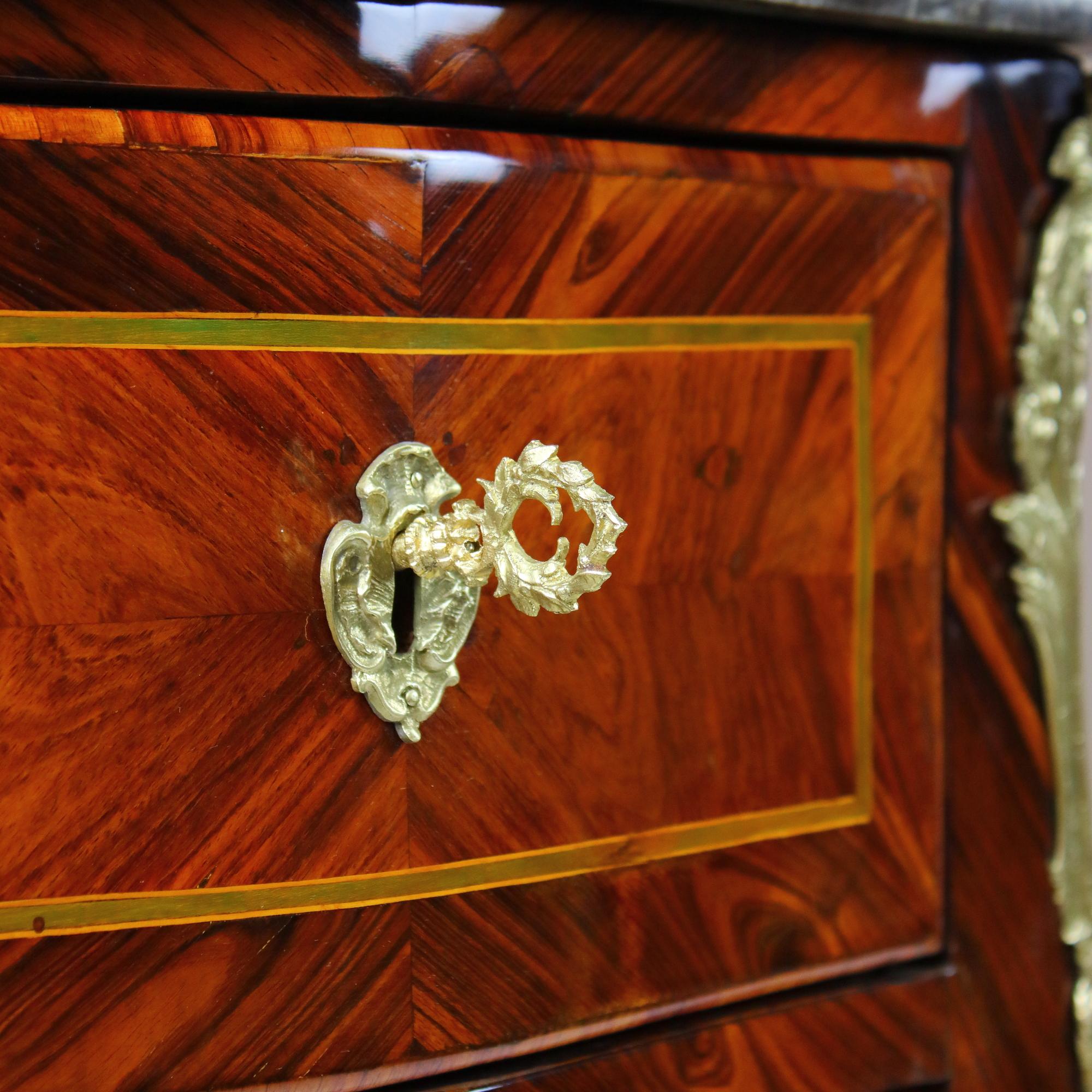 French 18th Century Small Louis XV Marquetry Commode, Stamped 