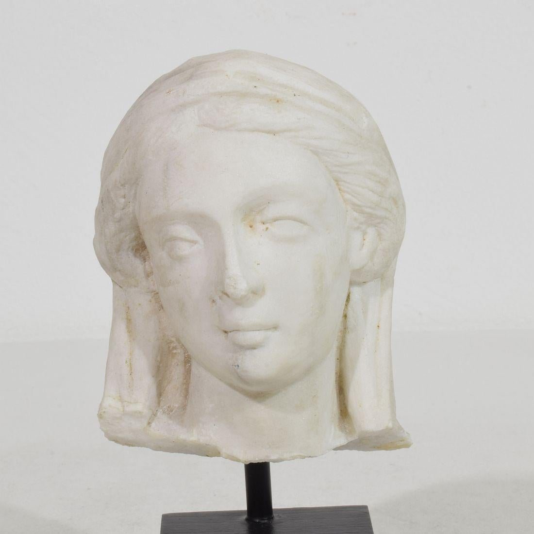 French 18th Century Small Marble Head Of A Madonna For Sale 5