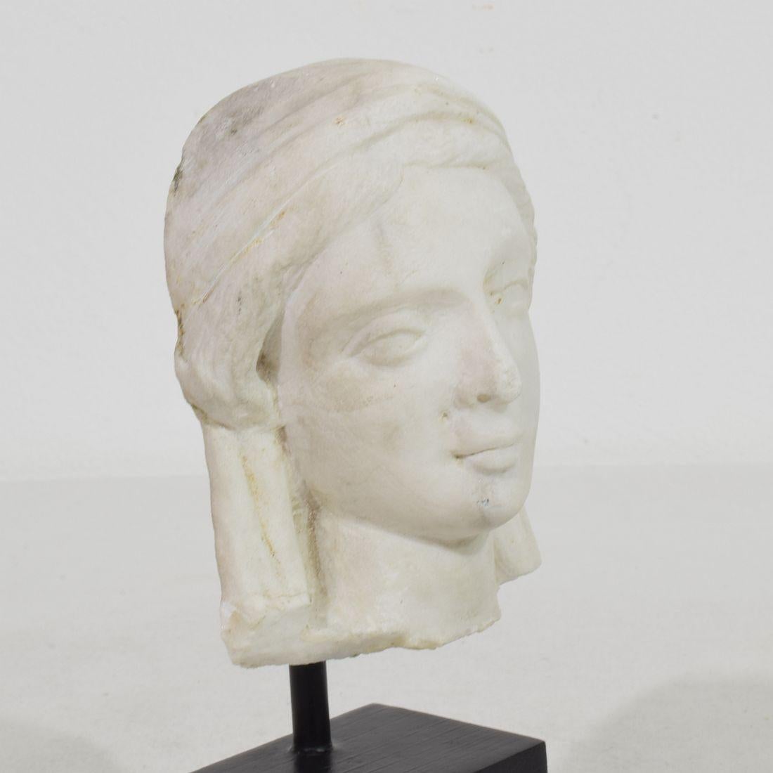 French 18th Century Small Marble Head Of A Madonna For Sale 8