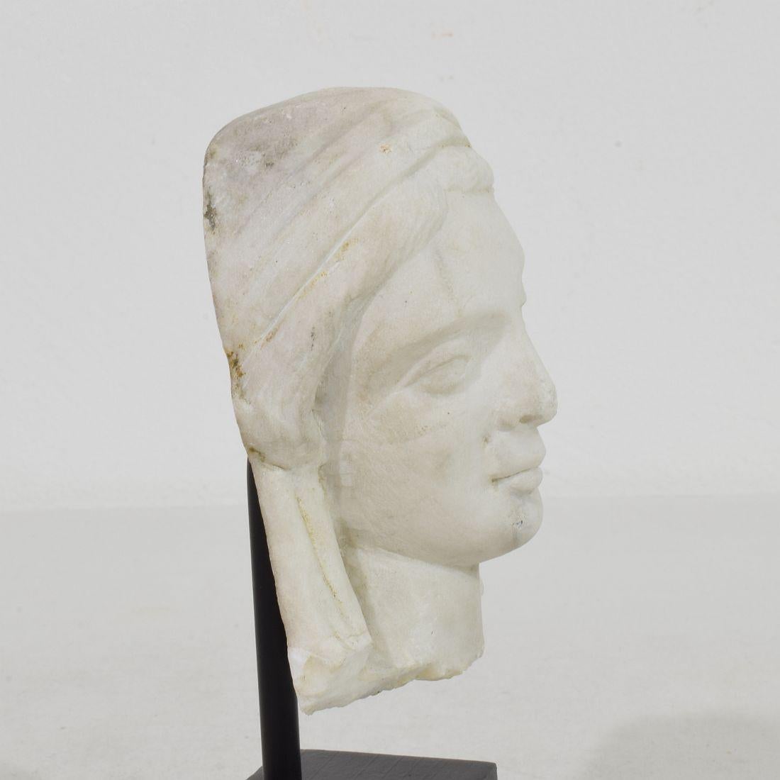 French 18th Century Small Marble Head Of A Madonna For Sale 9
