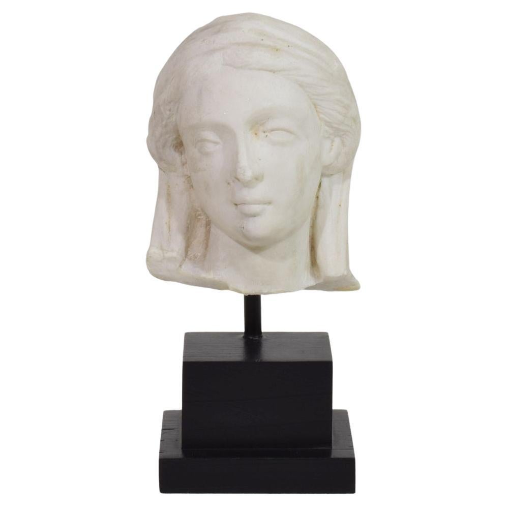 French 18th Century Small Marble Head Of A Madonna For Sale