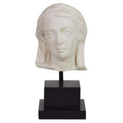 French 18th Century Small Marble Head Of A Madonna