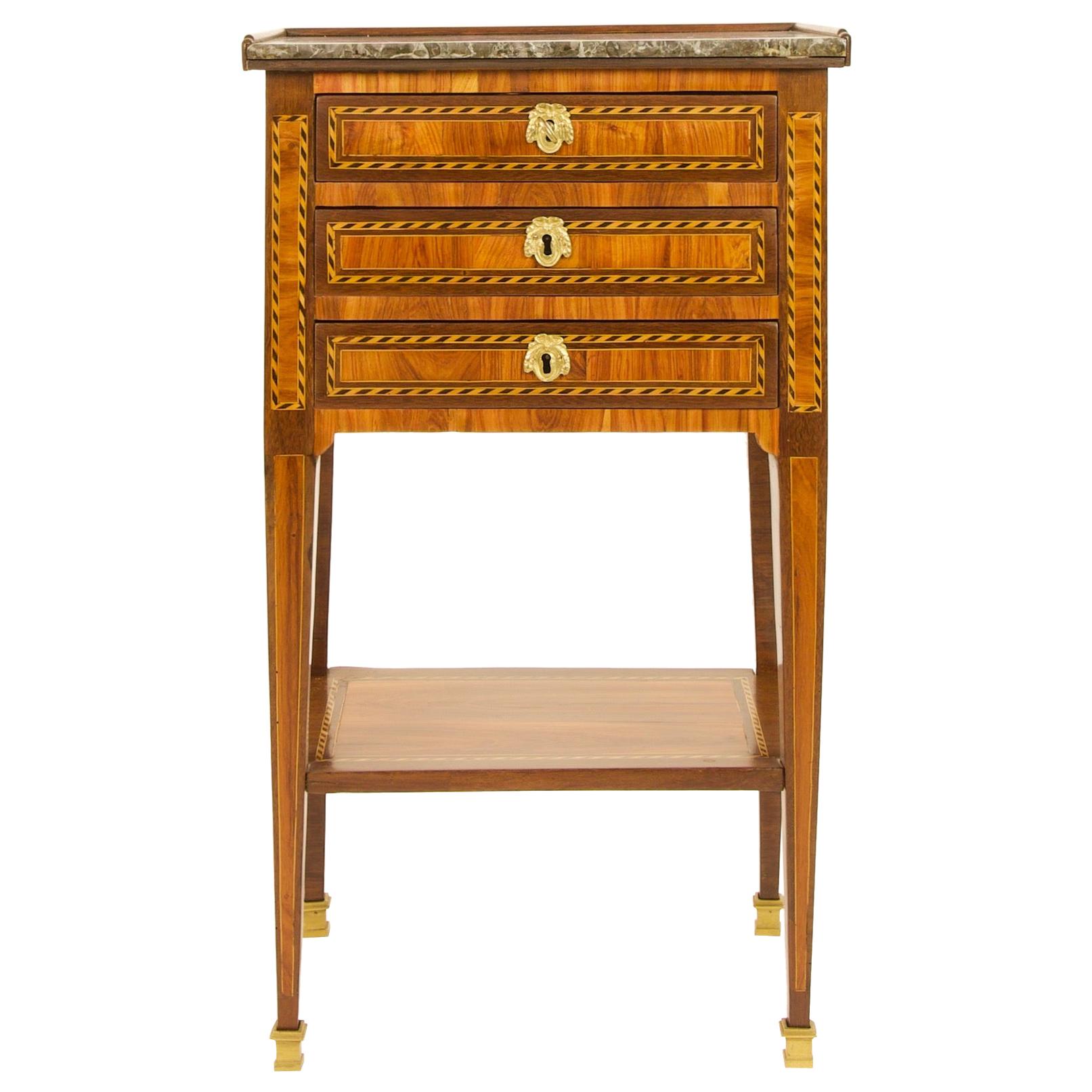 French 18th Century Small Marquetry Louis XVI Side Table or Writing Table