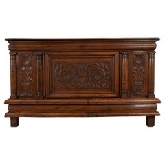 Antique French 18th Century Solid Carved Oak Coffer