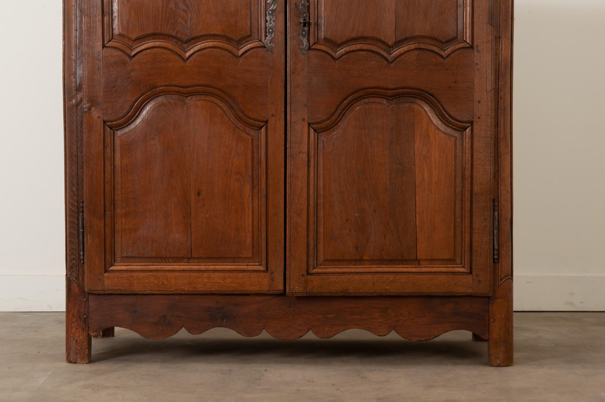 Hand-Carved French 18th Century Solid Oak Armoire