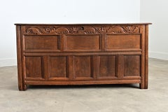 French 18th Century Solid Oak Carved Coffer