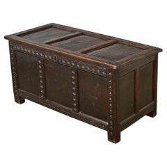 French 18th Century Solid Oak Carved Coffer