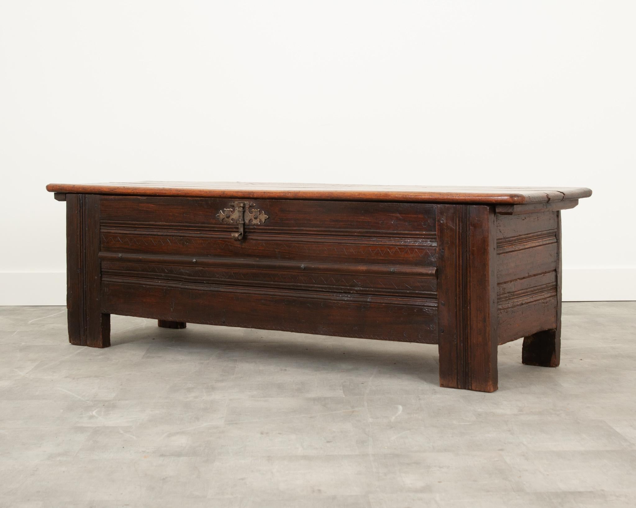 French 18th Century Solid Oak Coffer 4