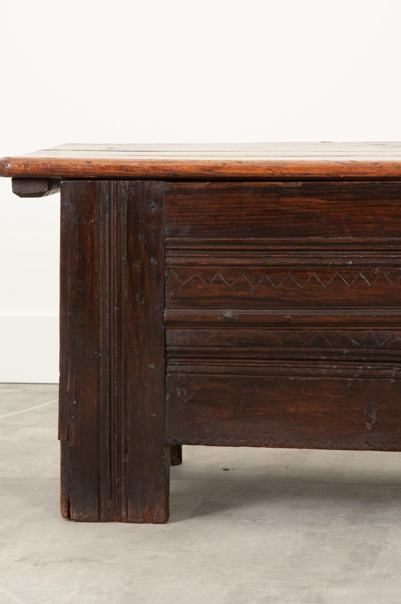 18th Century and Earlier French 18th Century Solid Oak Coffer
