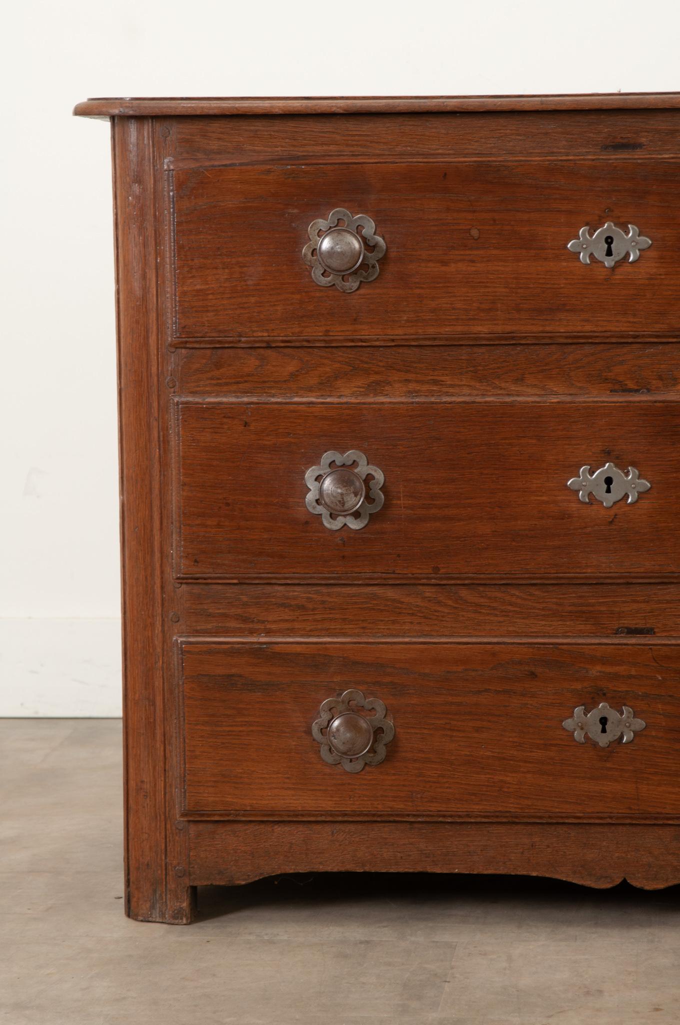 Hand-Carved French 18th Century Solid Oak Commode For Sale