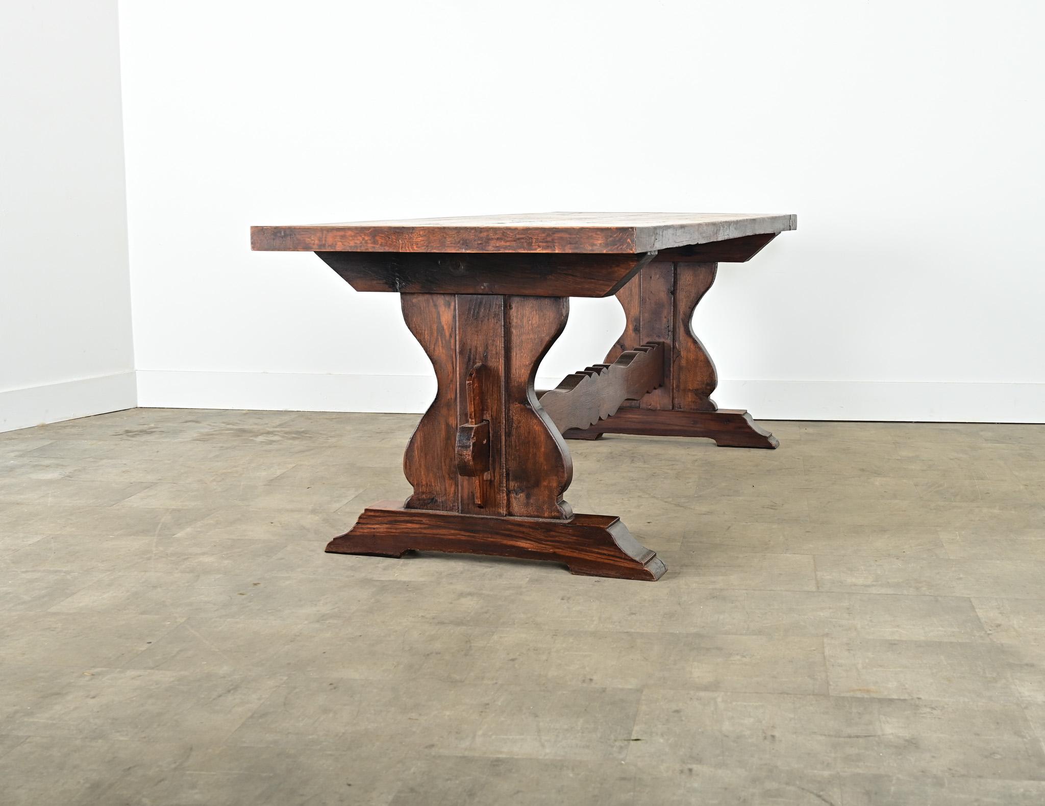 French 18th Century Solid Oak Trestle Dining Table For Sale 5