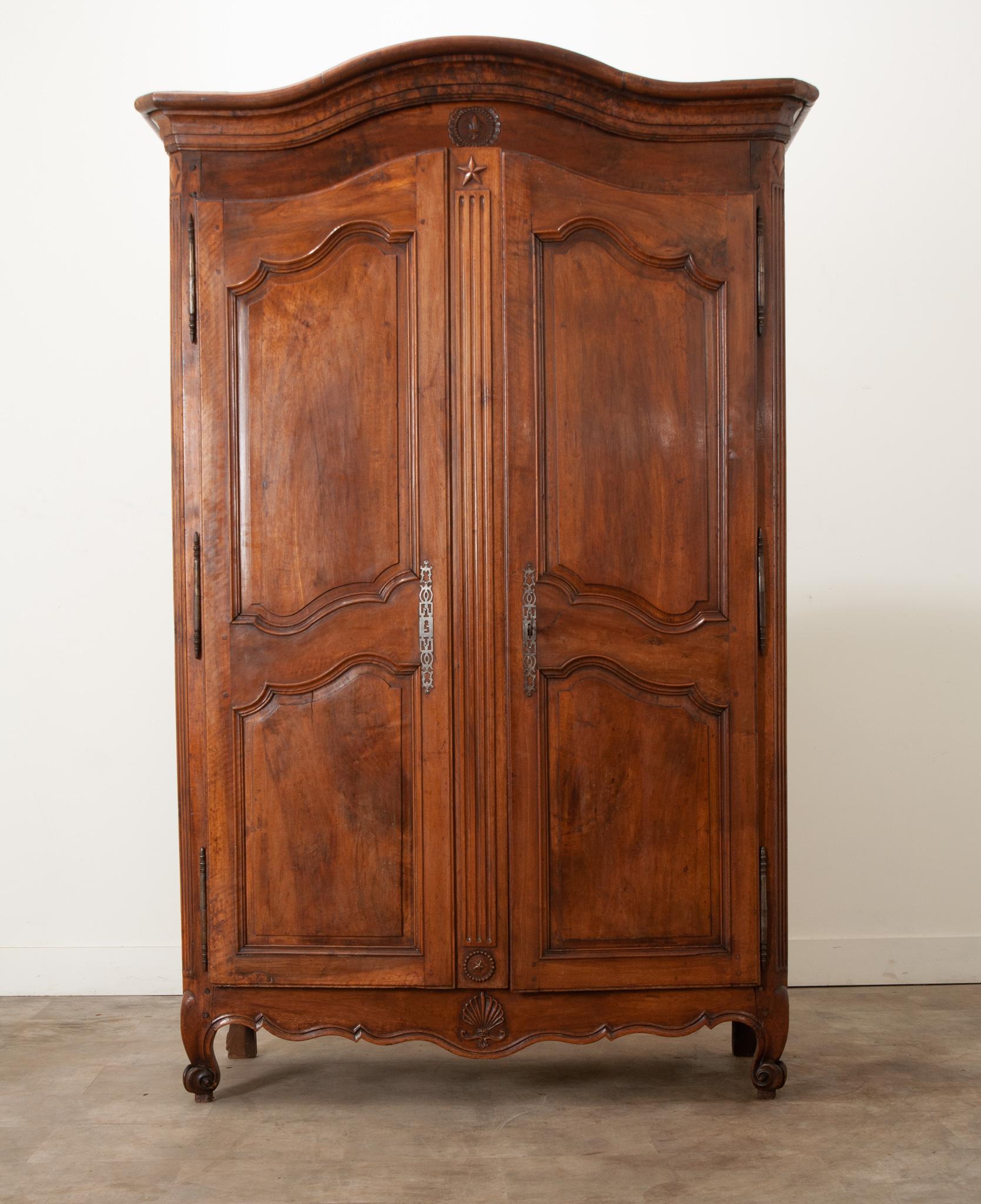 Louis XV French 18th Century Solid Walnut Armoire For Sale