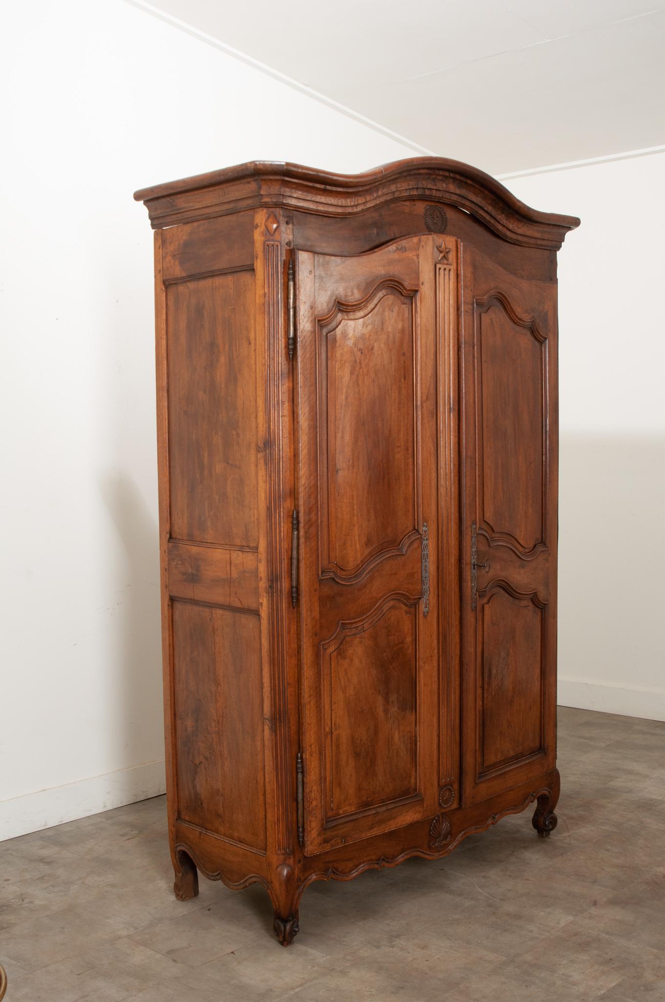 18th Century and Earlier French 18th Century Solid Walnut Armoire For Sale