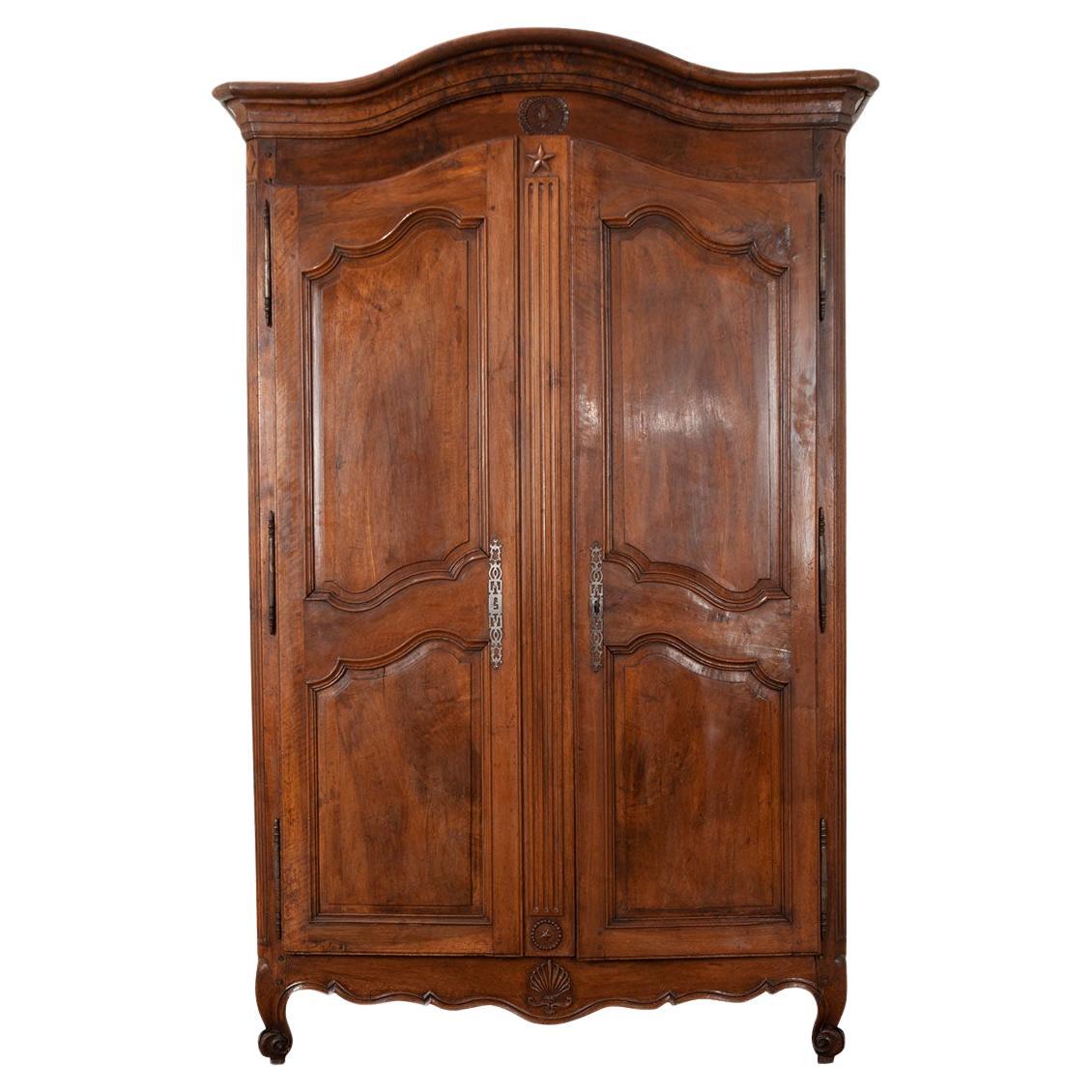 French 18th Century Solid Walnut Armoire