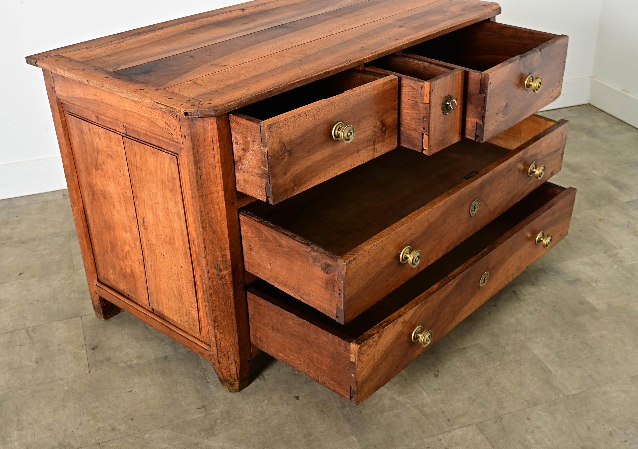 18th Century and Earlier French 18th Century Solid Walnut Commode For Sale