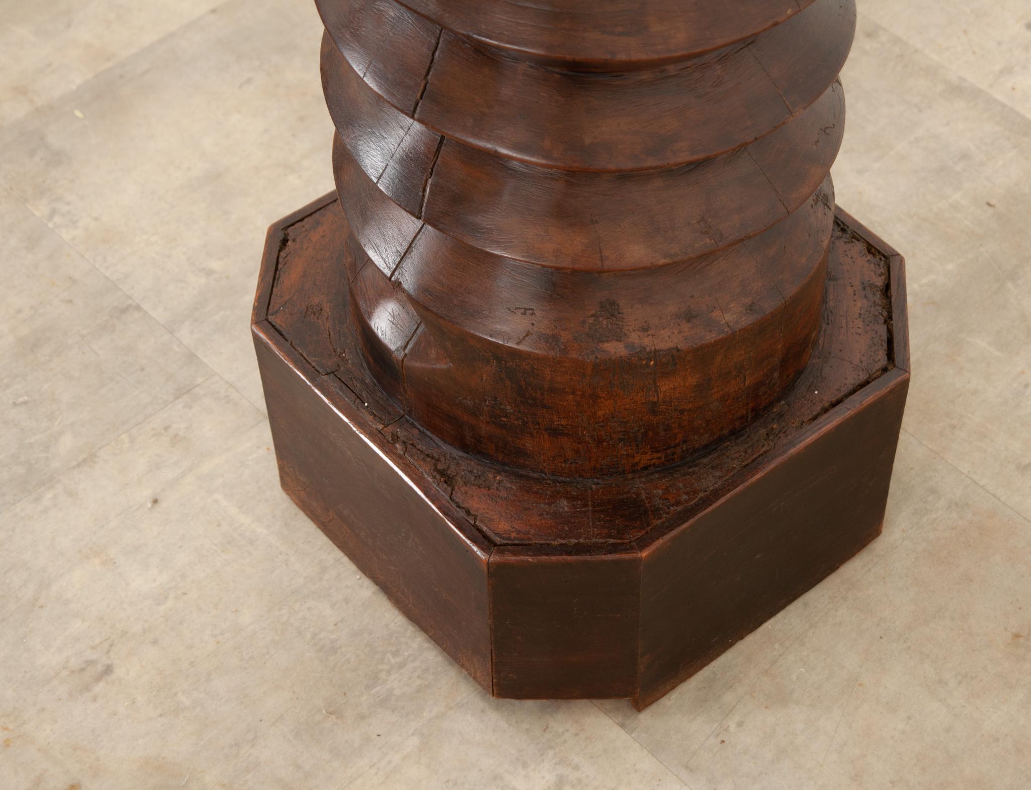 Hand-Carved French 18th Century Solid Wine Press Pedestal For Sale