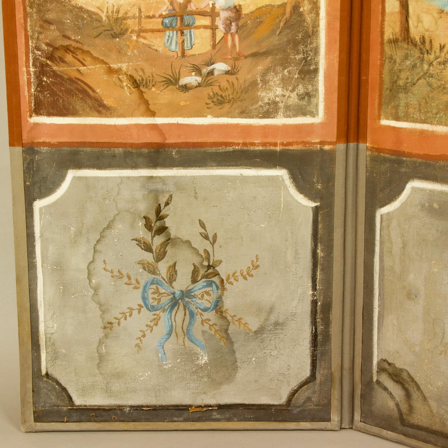 Late 18th Century French 18th Century Southern Landscapes Three-Leaf Folding Screen or Paravent