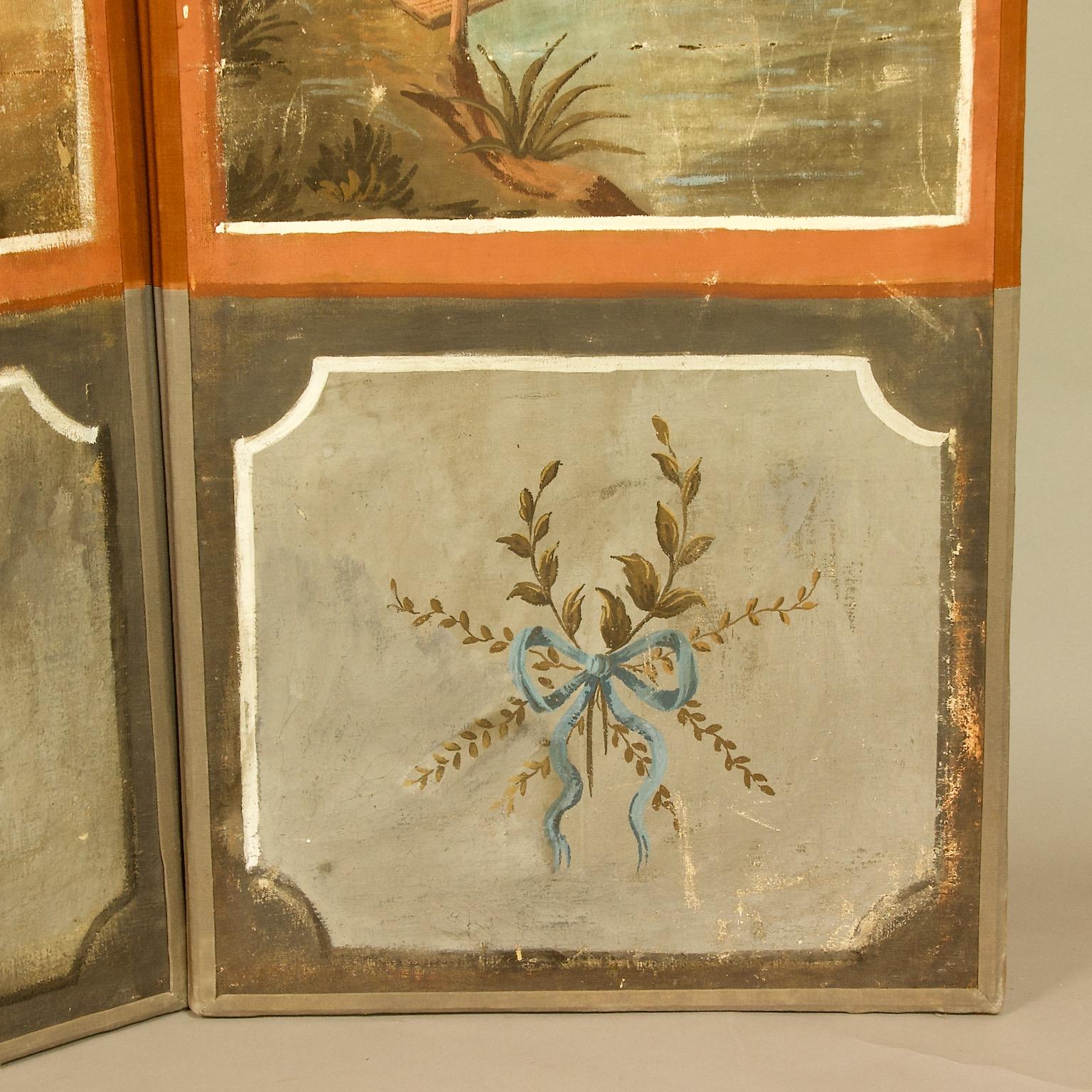 French 18th Century Southern Landscapes Three-Leaf Folding Screen or Paravent 1