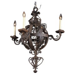 Used French 18th Century Spherical Wrought Iron Chandelier