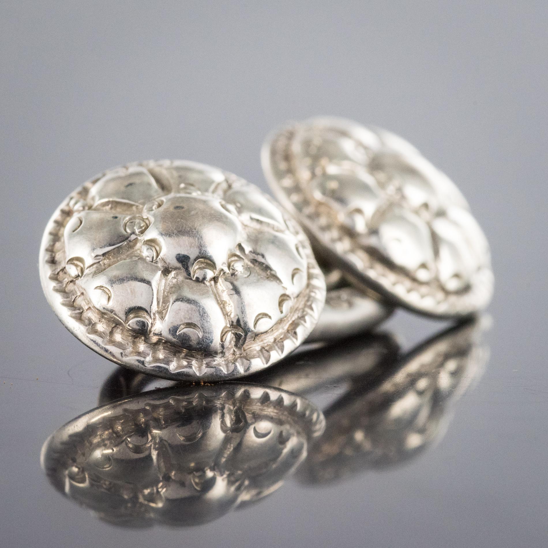 Neoclassical French 18th Century Sterling Silver Cufflinks