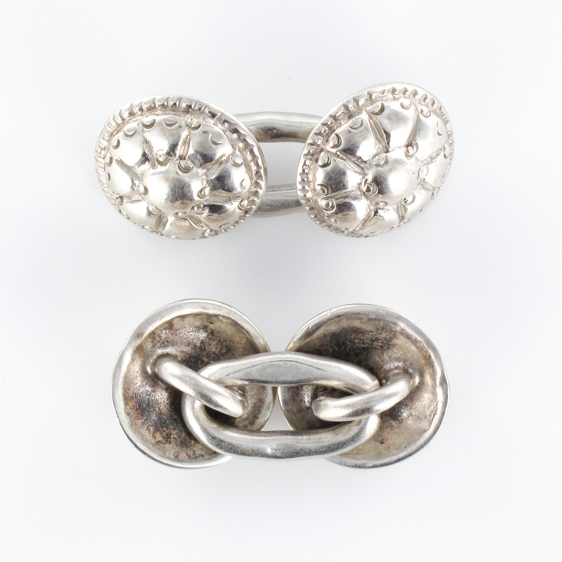 French 18th Century Sterling Silver Cufflinks 1