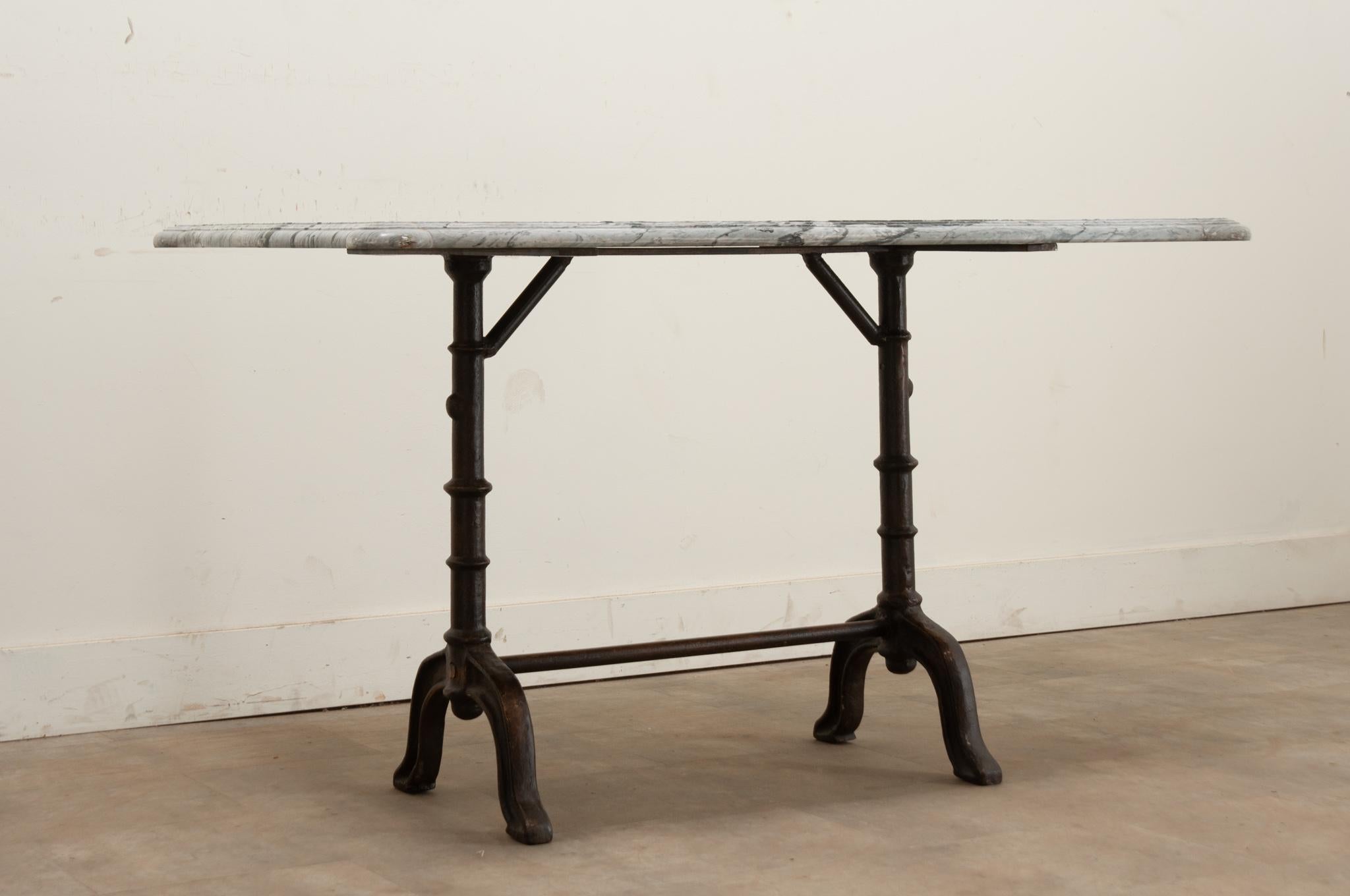 Hand-Crafted French 18th Century Stone & Iron Dining Table For Sale