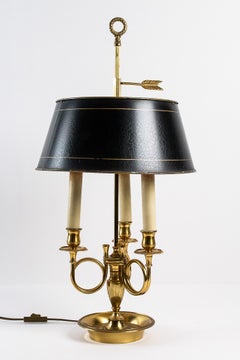 French 18th-Century Style Gilt-Bronze & Tole Three Lights Table Bouillotte Lamps