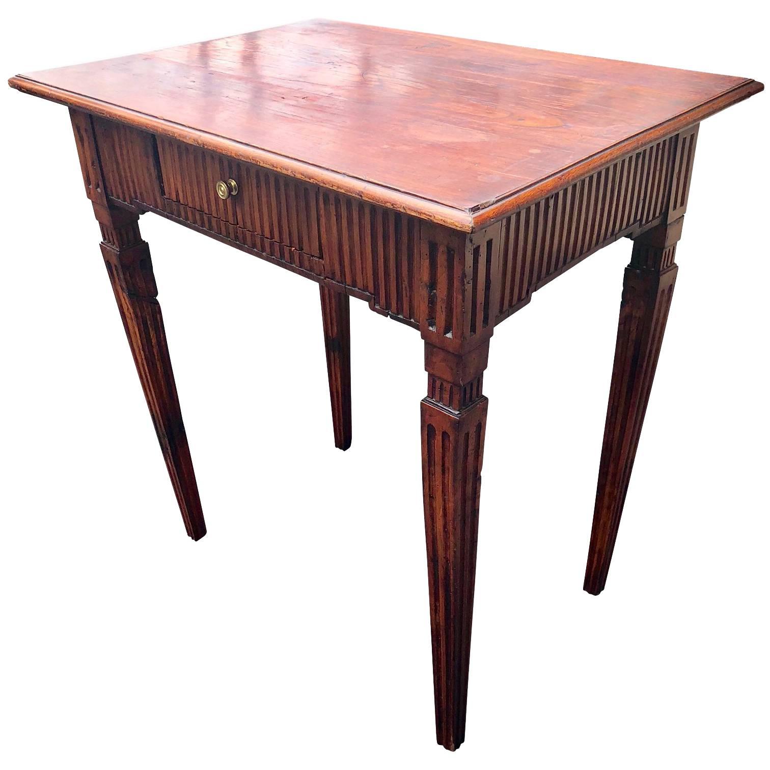 French 18th Century Table With Fluted Apron And Legs For Sale