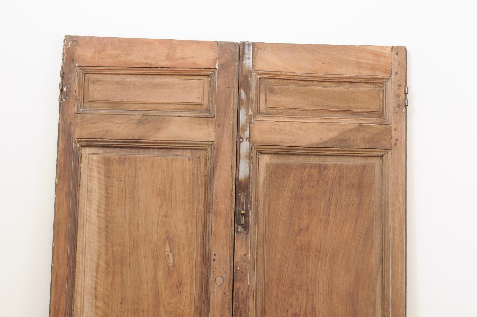 18th Century and Earlier French 18th Century Tall Carved Walnut Double Doors with Molded Panels