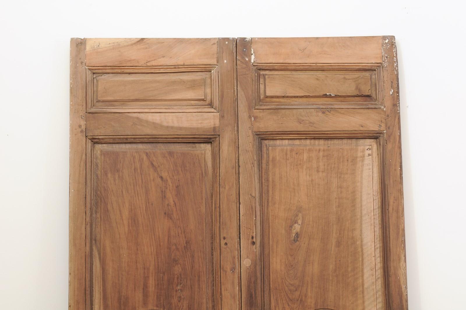 French 18th Century Tall Carved Walnut Double Doors with Molded Panels 3