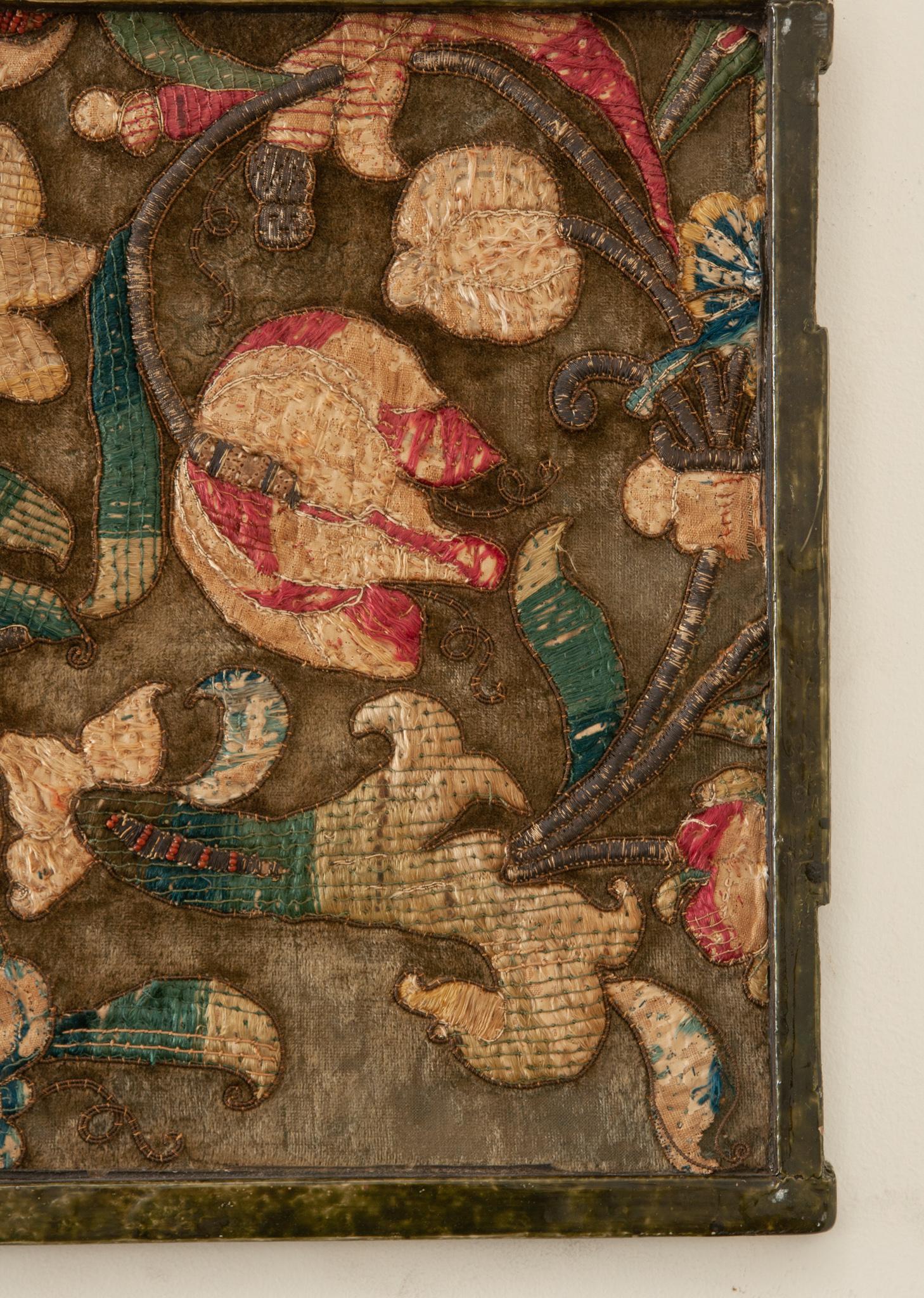 French 18th Century Tapestry Fragment in Molded Frame 1