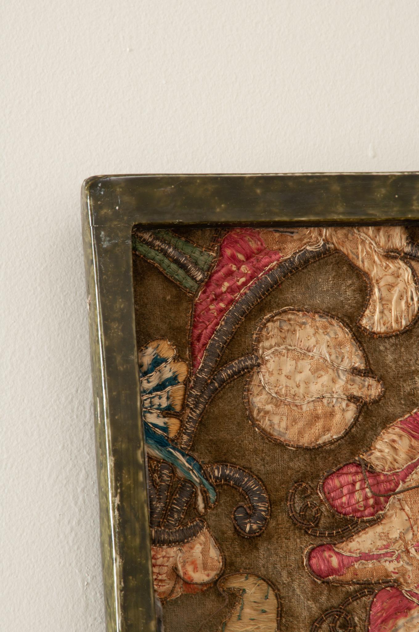 French 18th Century Tapestry Fragment in Molded Frame 2