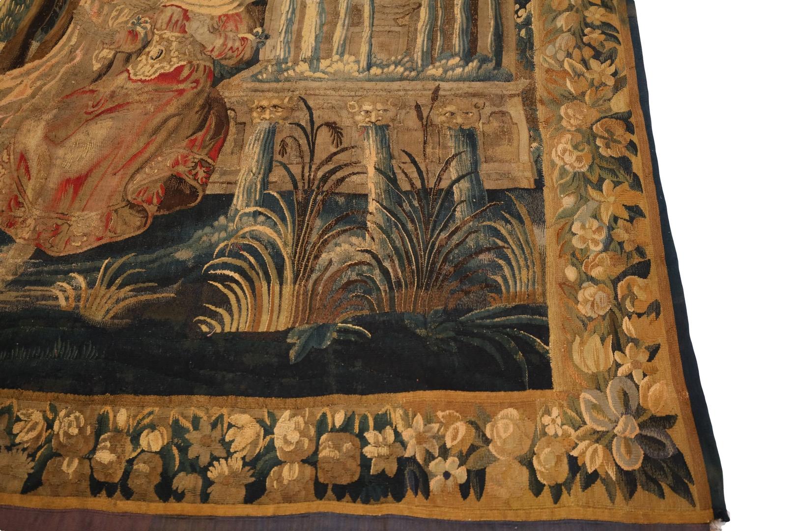 Wool French 18th Century Tapestry, Mother Daughter - 8'5
