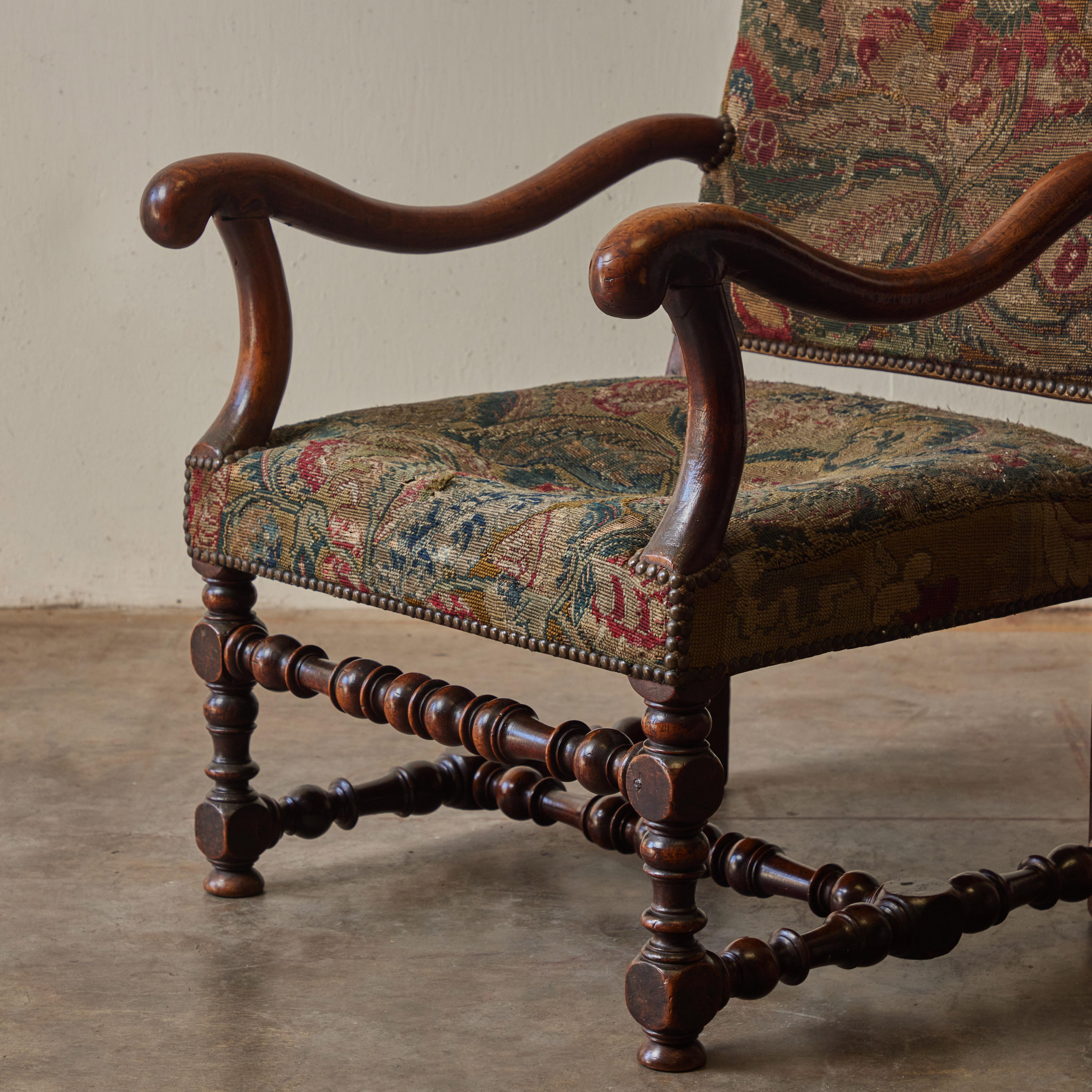 French 18th Century Tapestry Upholstered Armchair For Sale 3