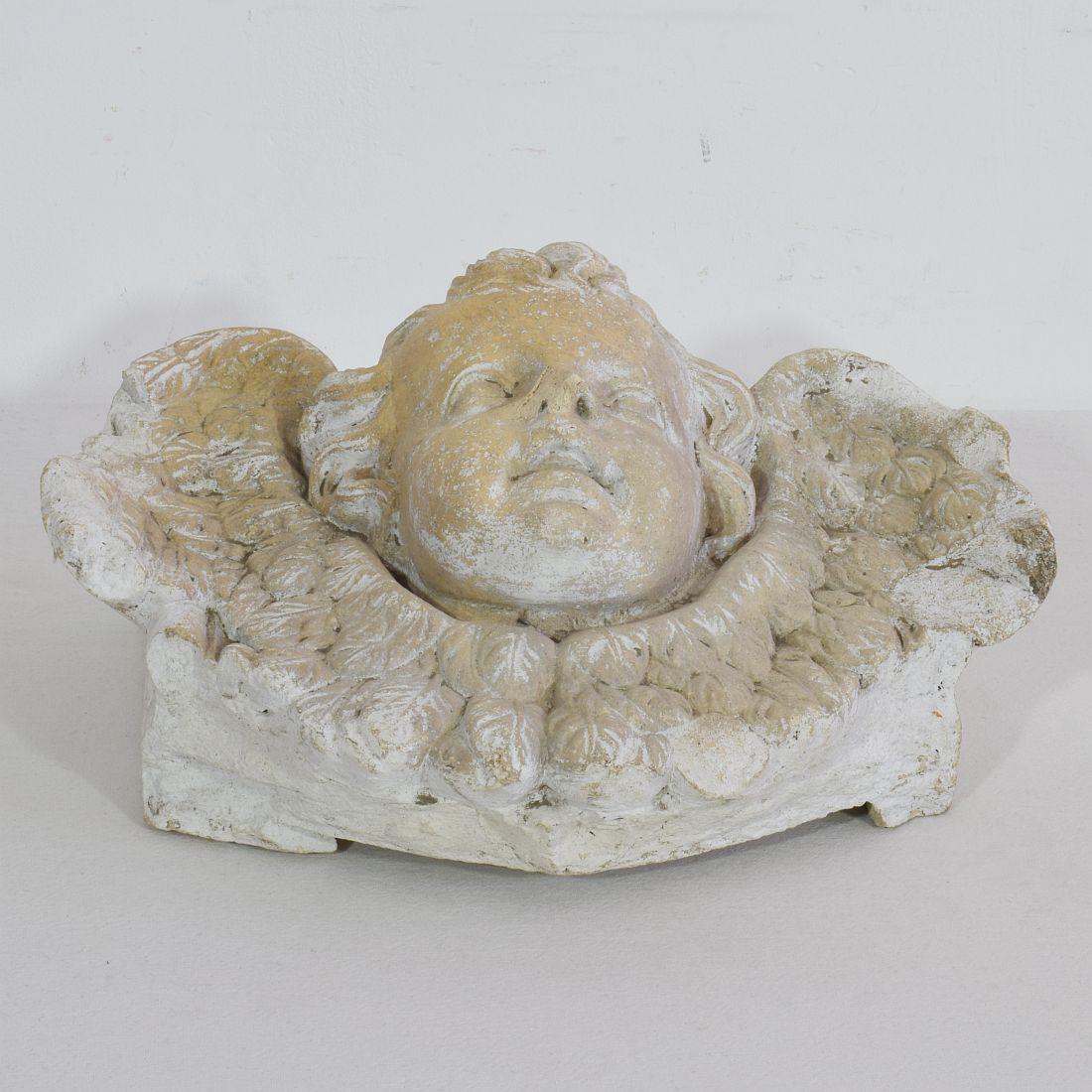 French 18th Century Terracotta Head of an Angel 6