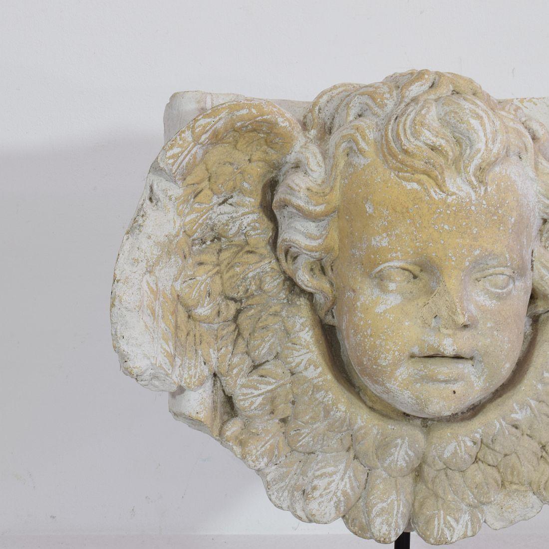 French 18th Century Terracotta Head of an Angel 1