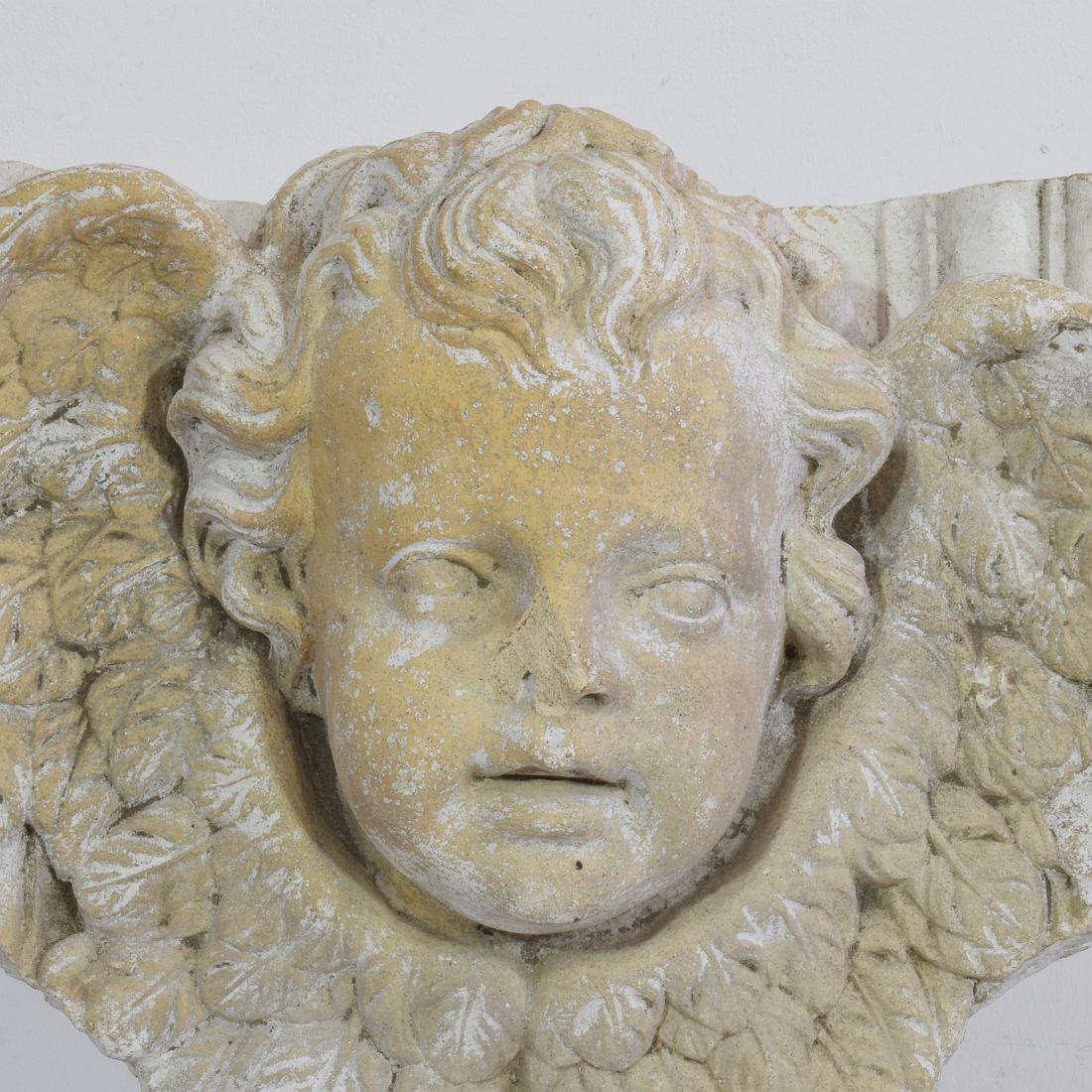 French 18th Century Terracotta Head of an Angel 2