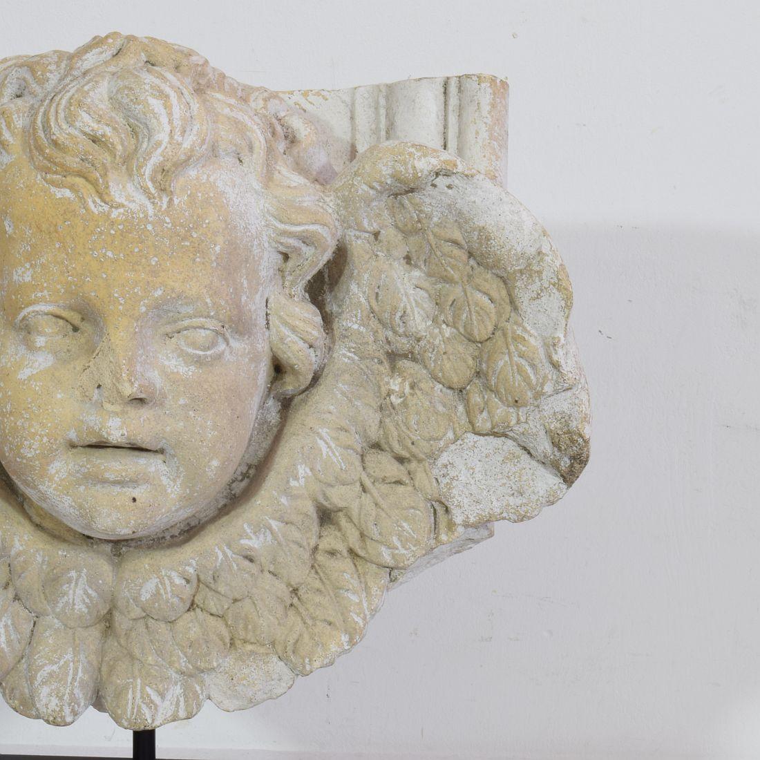 French 18th Century Terracotta Head of an Angel 3