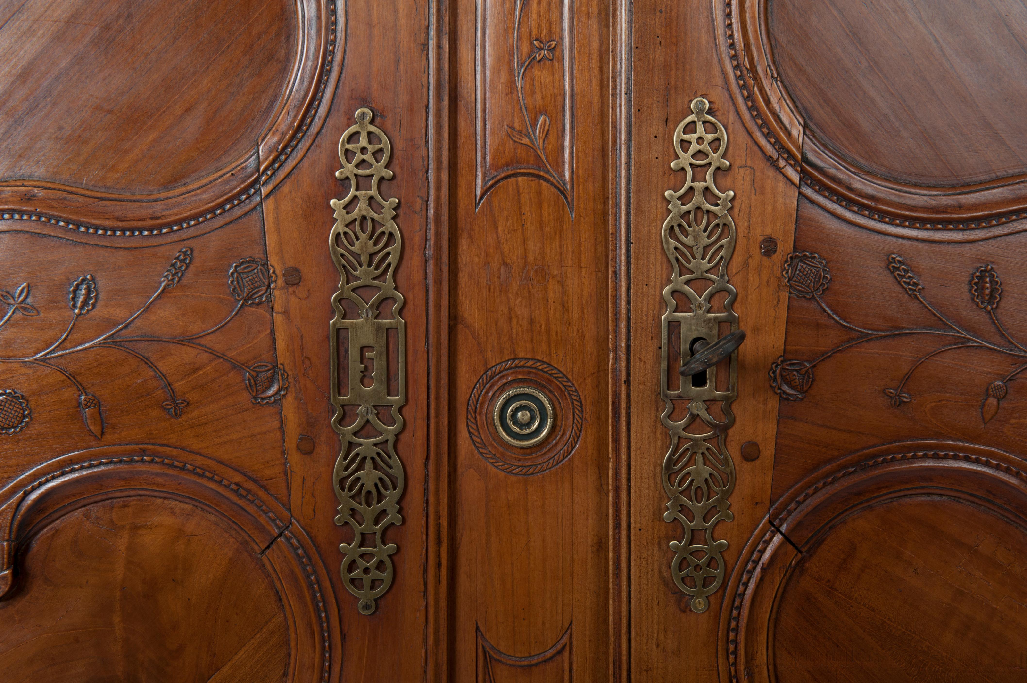 French 18th Century Transition Cherrywood Armoire Cupboard, circa 1760 For Sale 1