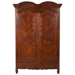 Antique French 18th Century Transition Cherrywood Armoire Cupboard, circa 1760