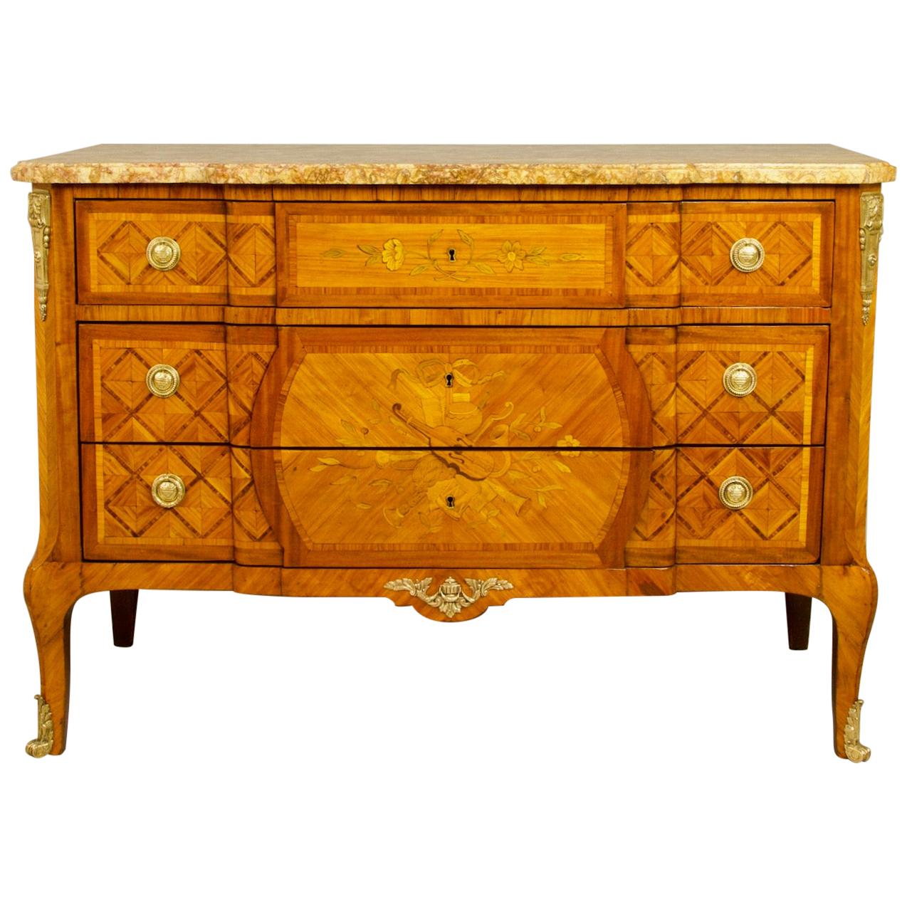 French 18th Century Transition/Louis XVI Love Symbols Marquetry Commode