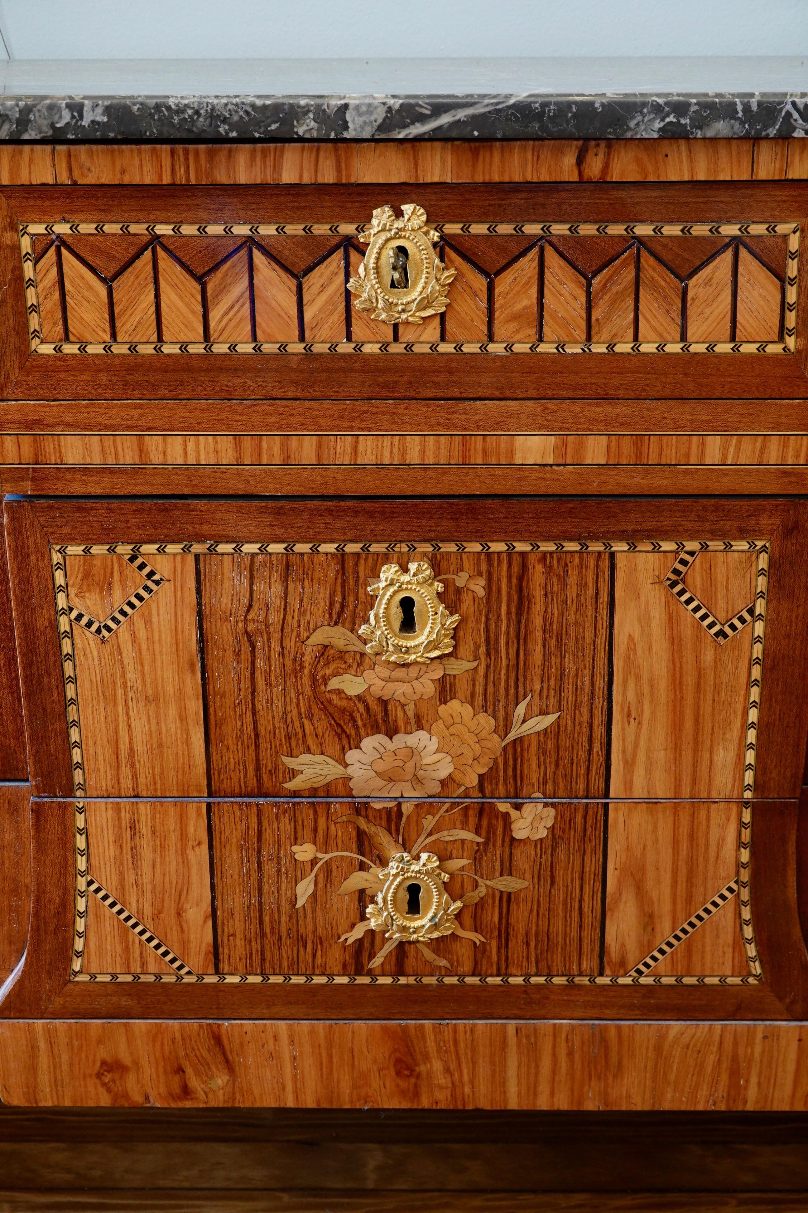 Parquetry French 18th Century Transitional Marquetry Commode For Sale